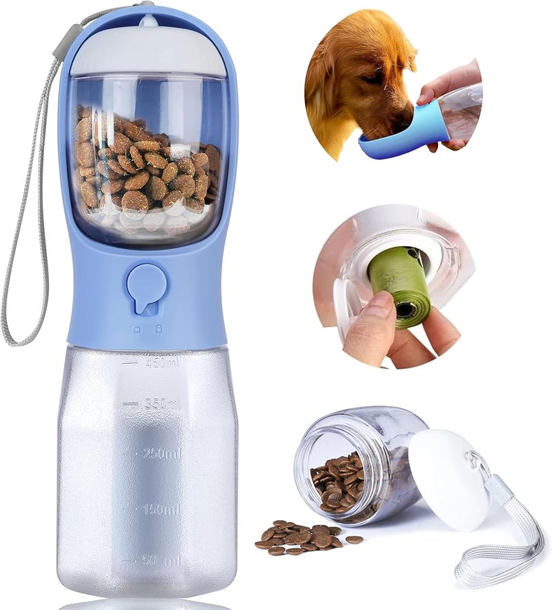 AVELORA Dog Water Bottle with Food Container, Portable Pet Dog Water Dispenser for Outdoor Walking,Hiking,Travel,Puppy Essentials,Puppy Supplies,Replaceable Waste Bags - Image 1